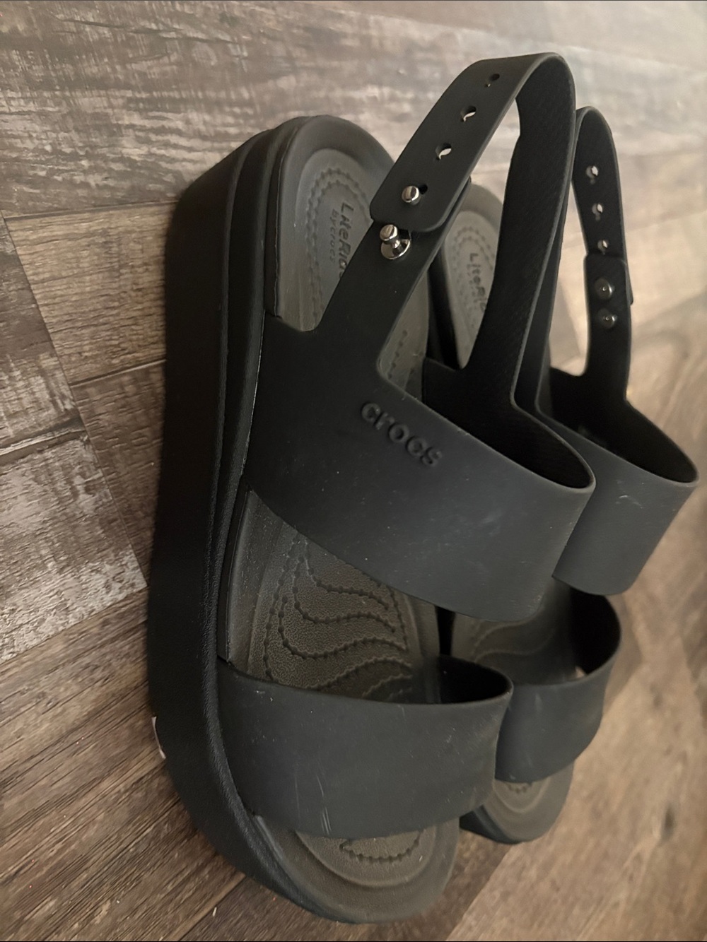 CROCS Black Platform Strap Sandal